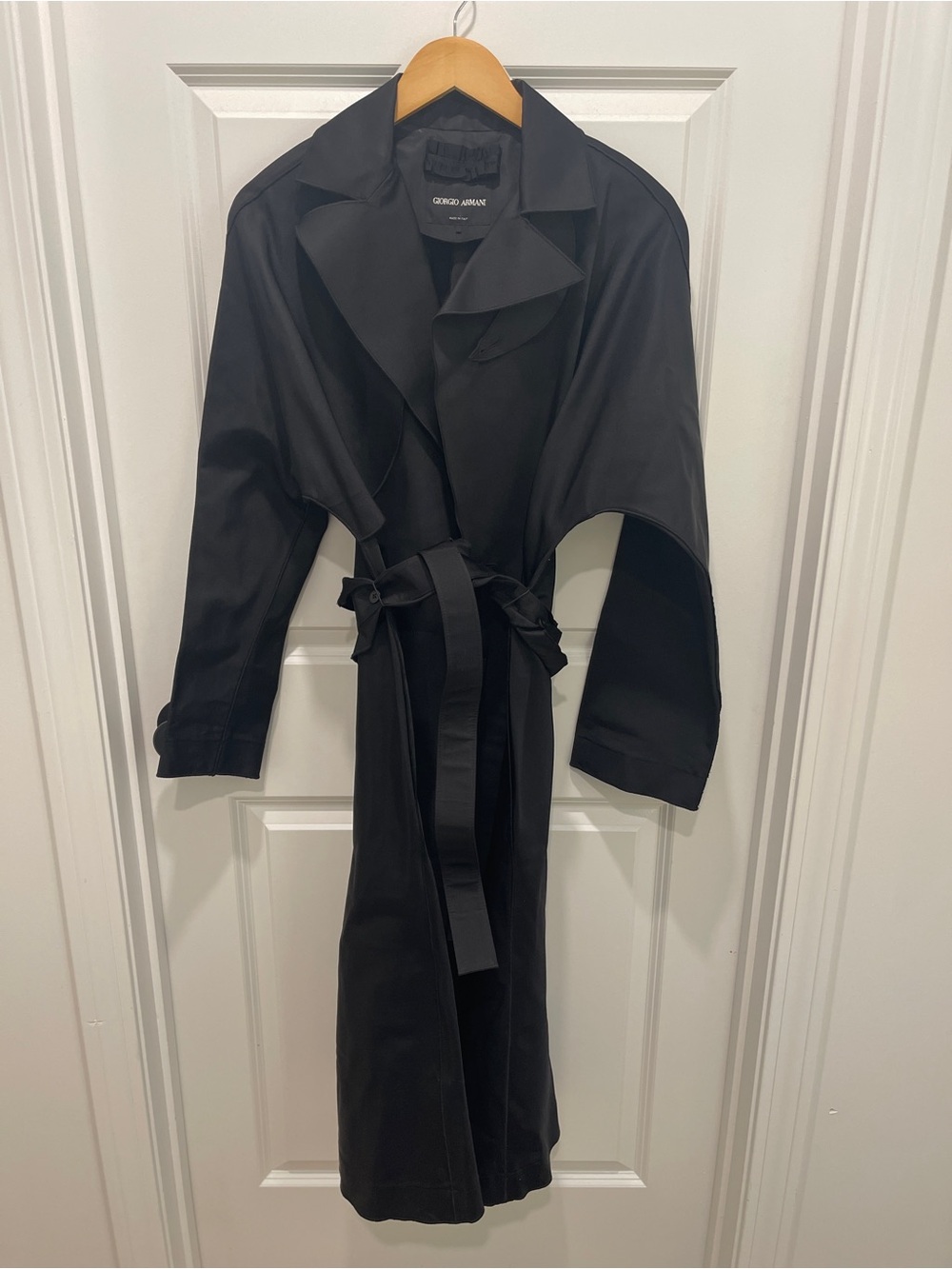 NWT Giorgio Armani Runway Black Architectural Belted Coat